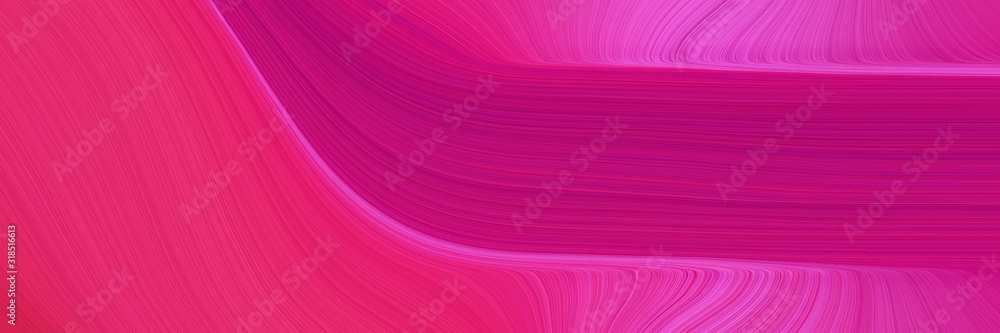 Poster moving banner with medium violet red, neon fuchsia and deep pink colors. dynamic curved lines with fluid flowing waves and curves