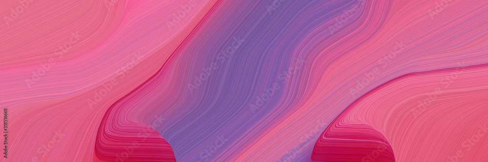 Poster decorative horizontal banner with pale violet red, antique fuchsia and crimson colors. dynamic curve