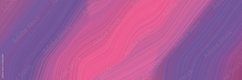 Poster flowing designed horizontal banner with antique fuchsia, pale violet red and mulberry  colors. dynamic curved lines with fluid flowing waves and curves