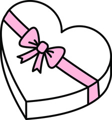 Gift box in the form of a heart, Box of chocolates. Valentine's Day. Vector icon outline style design, designed for web and app