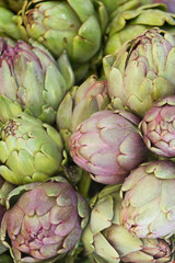 ripe artichoke on counter close-up