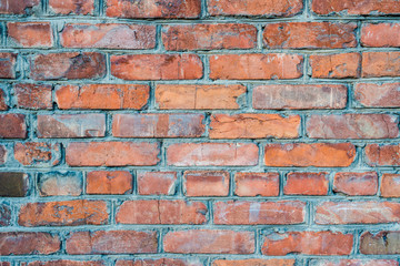 Stone wall carving old red brick pattern. Background