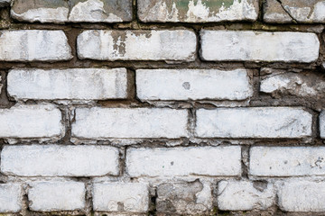 Stone wall carving old white brick pattern. Background