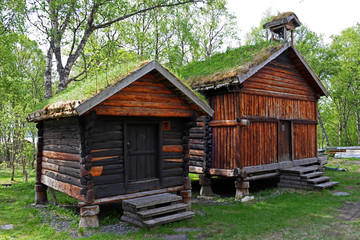 historische Blockhäuser in Fauske Norwegen