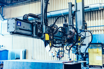 Automated welding machine. Metal active gas. Factory