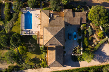 Aerial view of the luxury spanish house