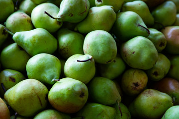 Fresh green pears background