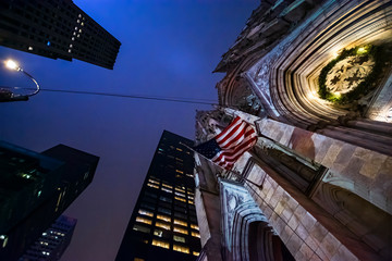 Night city view of Midtown Manhattan district, New York, USA
