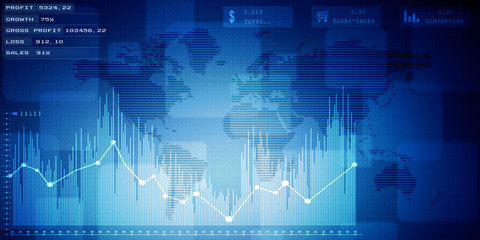 2d rendering Stock market online business concept. business Graph 