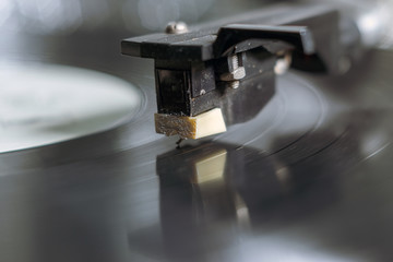 close up image of old record player, retro filtered . selective focus. retro-style