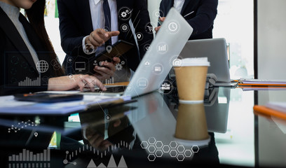 Business Hands Working On Online shopping and Internet Money Payment Transaction Technology.