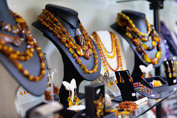 Amber jewelry in store window