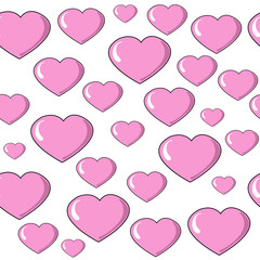 Valentine's day romantic background with pink hearts on a white background seamless pattern