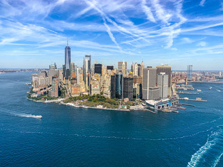 Daytime view of southern Manhattan from helicopter