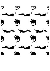  Seamless pattern with funny cats and dogs. Wallpaper and fabric 