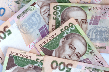 Background from banknotes of Ukrainian hryvnia.