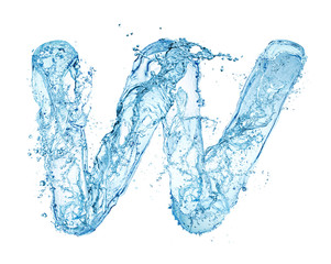 italic type letter made of water splashes isolated on white background