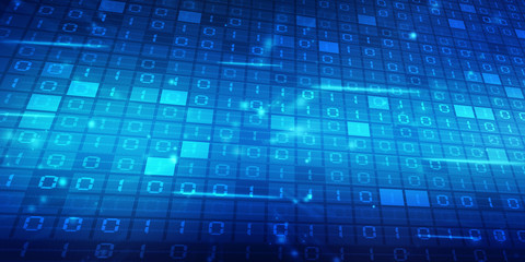 2d illustration abstract digital binary data on computer screen