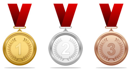 Vector award medal set.With gold medal, bronze medal and bronze medal. - Additional format EPS10 - Separate layers for easy editing - obrazy, fototapety, plakaty