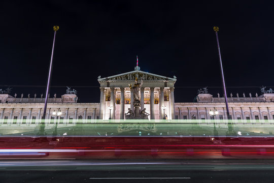 Austrian Parliament Building at night