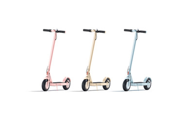 Blank colored electric scooter mockup set, front view © Alexandr Bognat