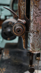 Old Sewing machine in vintage tone.