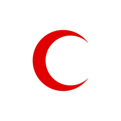 Red crescent icon symbol simple design