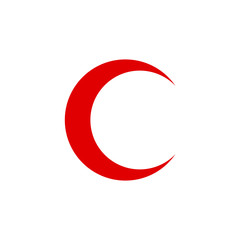 Red crescent icon symbol simple design © tanibond