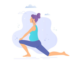 Pregnant woman practicing yoga vector illustration