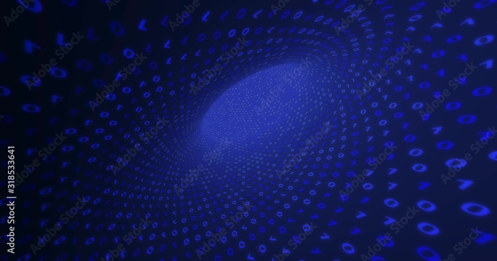 Aufkleber neon digital binary tunnel. background for network, big data, data center, digital event. 3d illustr