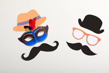 Concept of Carnival festival, Carnival mask on white background 