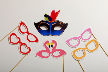 Concept of Carnival festival, Carnival mask on white background 