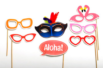 Concept of Carnival festival, Carnival mask on white background 