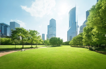 Green Space, Lujiazui Central, Shanghai, China - obrazy, fototapety, plakaty