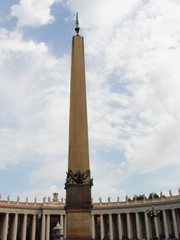 Panorama of architectural and sculptural masterpieces of the Middle Ages on St. Peter's Square on a warm summer day. 