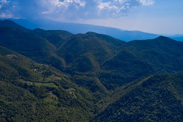 Naklejka premium Aerial view of summer Alps North Italy