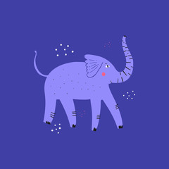 Cute elephant, big animal with trunk illustration