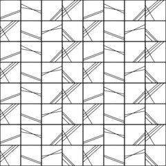 Ornamented, black and white squares. Monochrome, decorative squares seamless background. Vector illustration can be used for fabrics, textile, web, invitation, card.