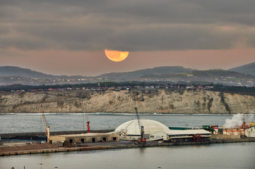 Bilbao Port view from Zierbana Neighborhood, Santurce, Biscay, Basque Country, Euskadi, Euskal Herria, Spain, Europe