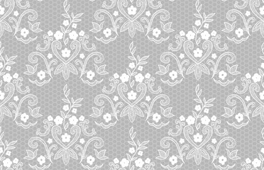 Fototapeta premium seamless vector pattern white lace with flowers