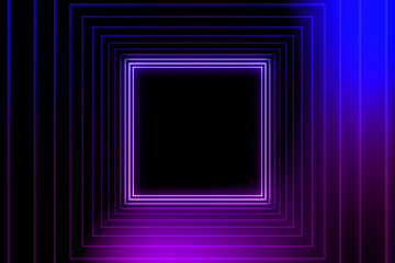 Square light tunnel for your backgrounds.Bright vibrant dots. laser illumination. Blue and pink colors.