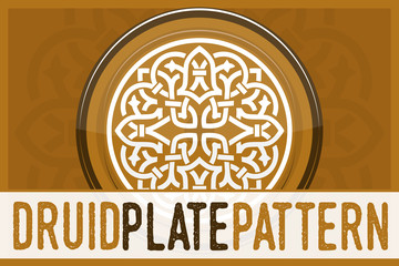 Druid Celtic traditional ethnic pattern. Kitchen plate.