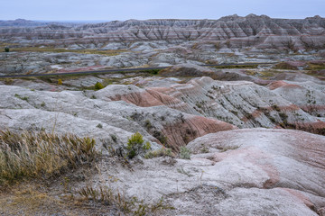Naklejka premium Panoramic View of the Stone Hills in the Badlands National Park