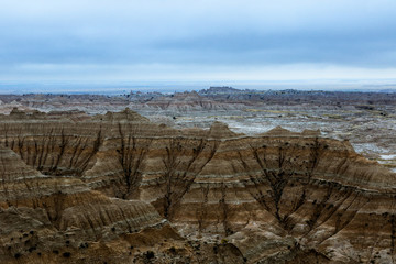 Panoramic View of the Stone Hills in the Badlands National Park