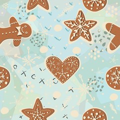 Gingerbread cookie seamless background. Creative Design.