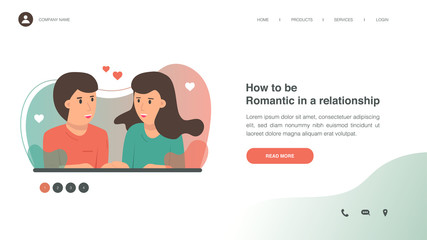 Be romantic in a relationship. Web page design with lifestyle or wedding concept for website and mobile website development. Flat vector illustration.