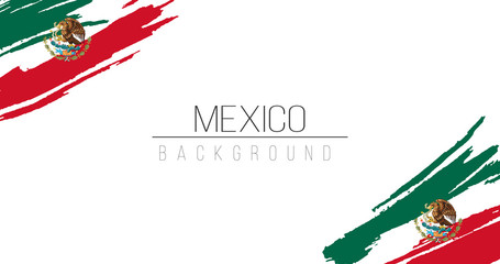 Mexico flag brush style background with stripes. Stock vector illustration isolated on white background.