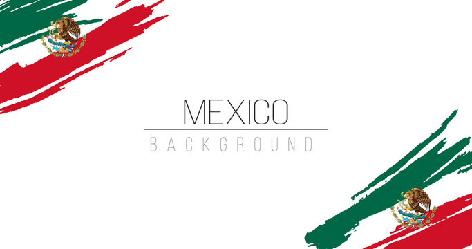 Mexico flag brush style background with stripes. Stock vector illustration isolated on white background.