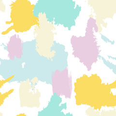 Fototapeta premium Vector seamless pattern with brush strokes, color splashes on white.