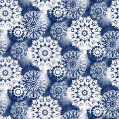 Seamless pattern Shibori in Indigo color. Digital Quilting Arts. Tie-dye. Tied and dyed - is a manual resist dyeing technique, of Japanese artisan design which produces patterns on fabric